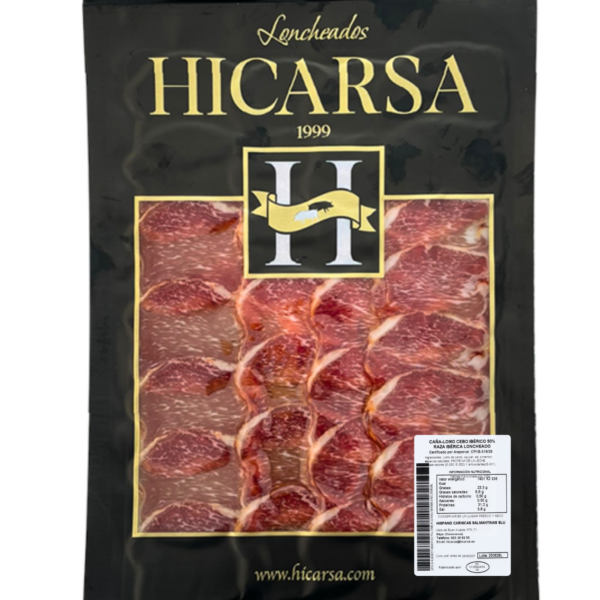 Sobre Caña de Lomo Cebo Ibérico 50% Raza Ibérica loncheado a máquina