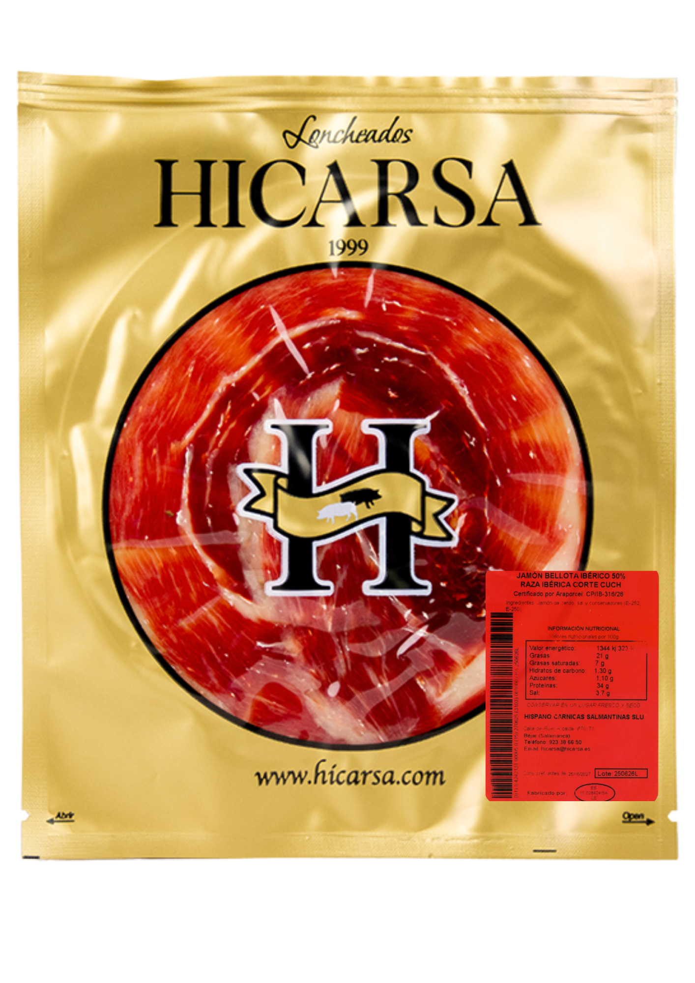 Jamón Bellota Ibérico 50% Raza Ibérica Corte Cuchillo al Vacío