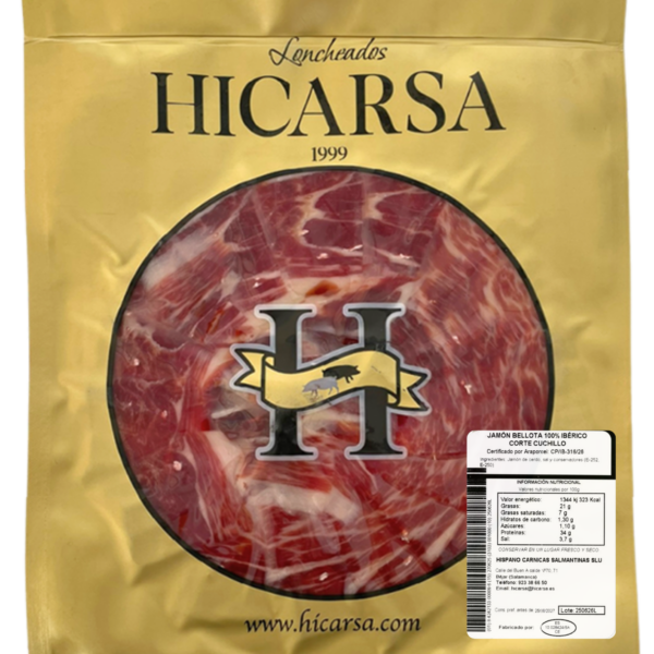 Jamón Bellota Ibérico 100% Raza Ibérica Corte Cuchillo al Vacío