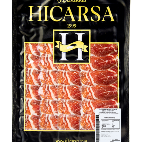 Sobre de Paleta Cebo Ibérico 50% Raza Ibérica loncheado a máquina